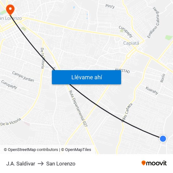 J.A. Saldivar to San Lorenzo map