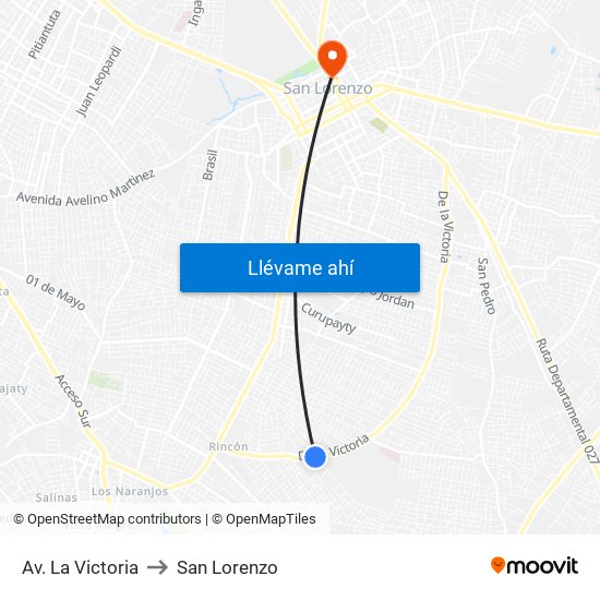 Av. La Victoria to San Lorenzo map