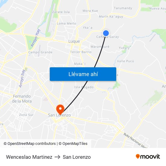 Wenceslao Martinez to San Lorenzo map