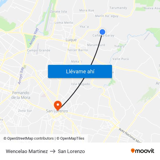 Wencelao Martinez to San Lorenzo map