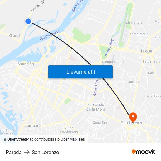 Parada to San Lorenzo map