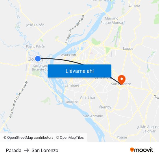 Parada to San Lorenzo map