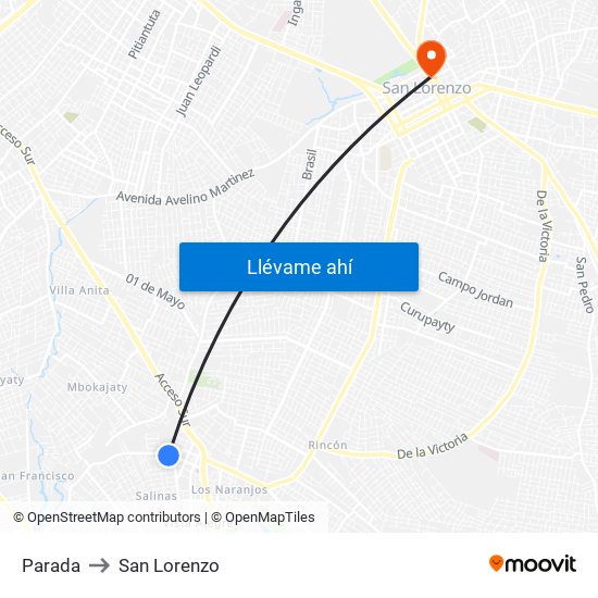 Parada to San Lorenzo map