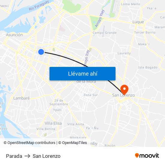 Parada to San Lorenzo map