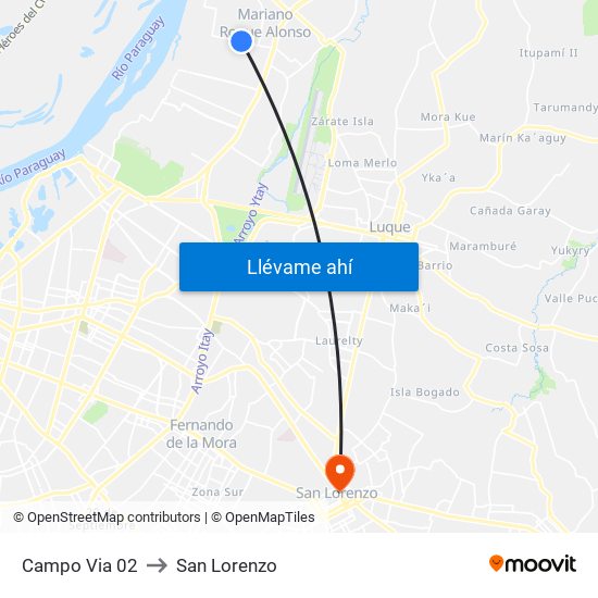 Campo Via 02 to San Lorenzo map