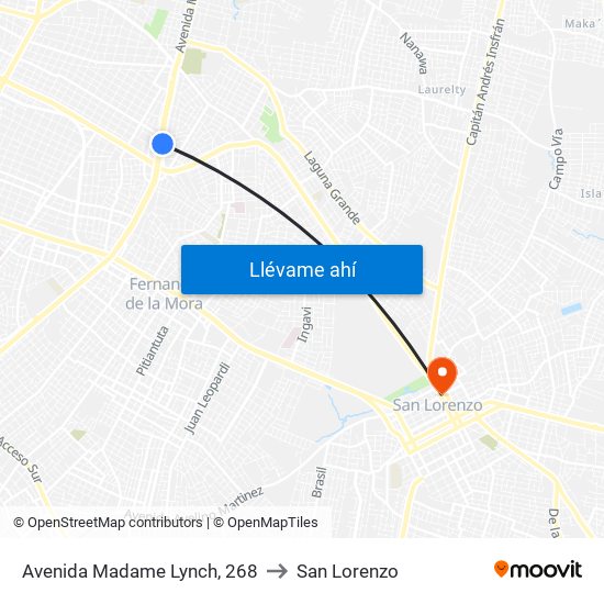 Avenida Madame Lynch, 268 to San Lorenzo map