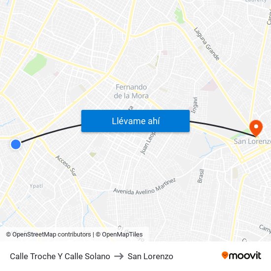 Calle Troche Y Calle Solano to San Lorenzo map