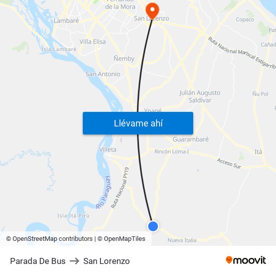 Parada De Bus to San Lorenzo map