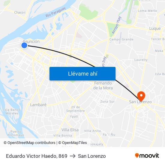 Eduardo Victor Haedo, 869 to San Lorenzo map