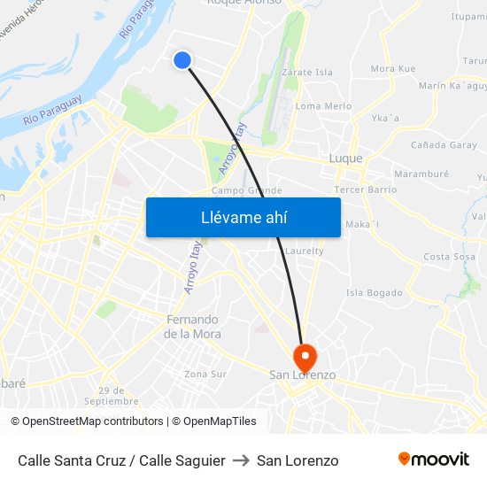 Calle Santa Cruz / Calle Saguier to San Lorenzo map