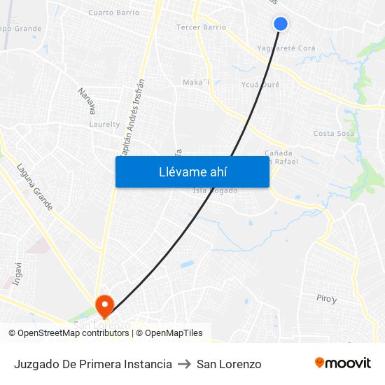 Juzgado De Primera Instancia to San Lorenzo map