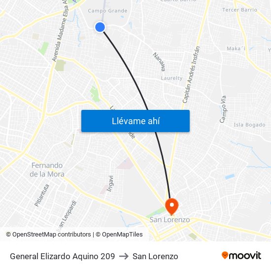 General Elizardo Aquino 209 to San Lorenzo map