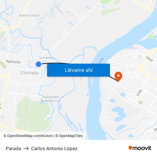 Parada to Carlos Antonio López map