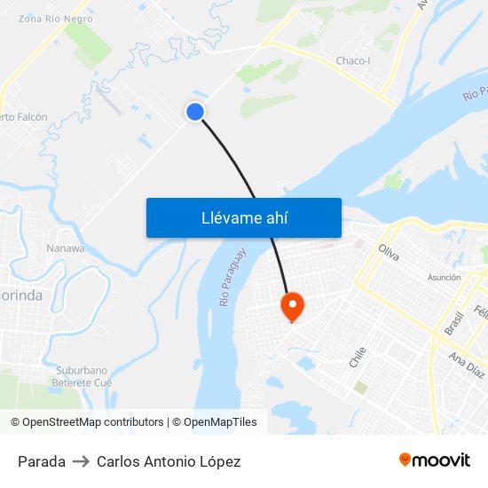 Parada to Carlos Antonio López map