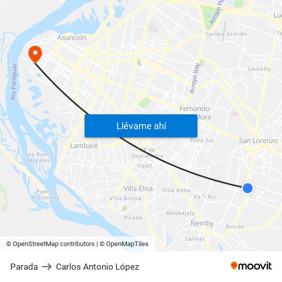 Parada to Carlos Antonio López map