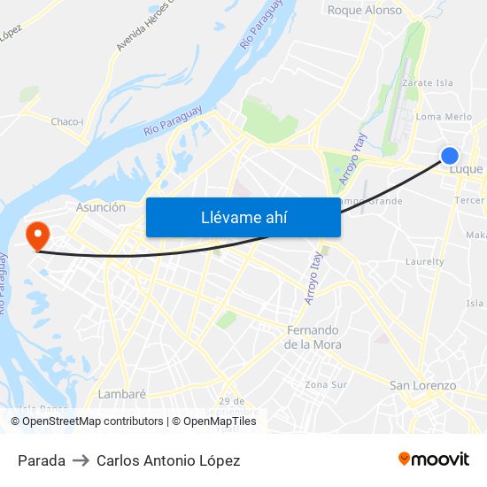 Parada to Carlos Antonio López map