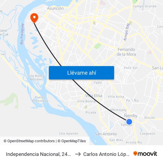 Independencia Nacional, 2478 to Carlos Antonio López map