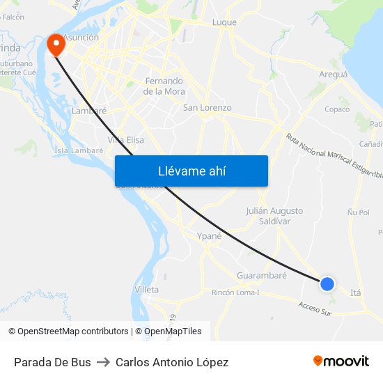 Parada De Bus to Carlos Antonio López map