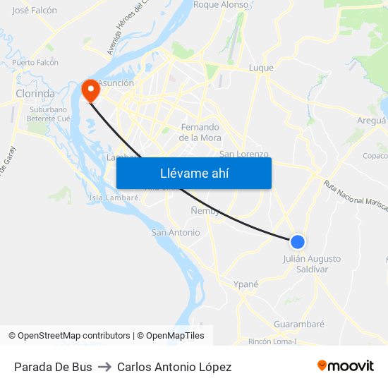 Parada De Bus to Carlos Antonio López map