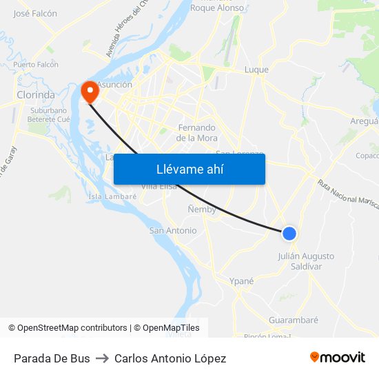 Parada De Bus to Carlos Antonio López map