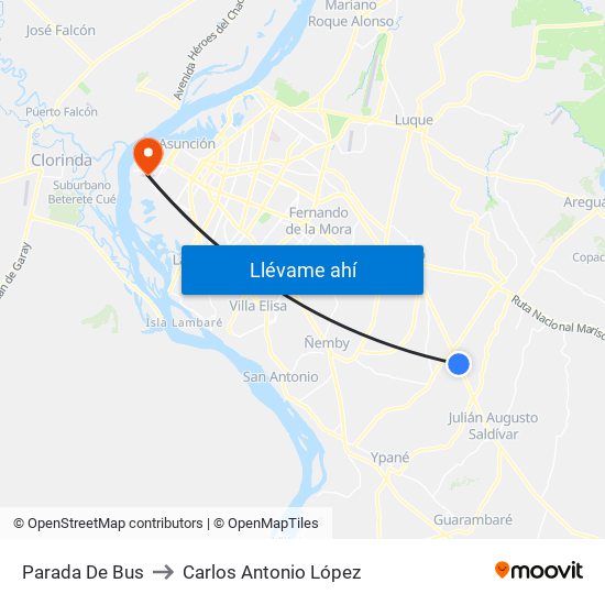 Parada De Bus to Carlos Antonio López map