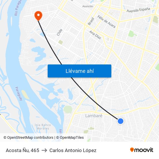 Acosta Ñu, 465 to Carlos Antonio López map