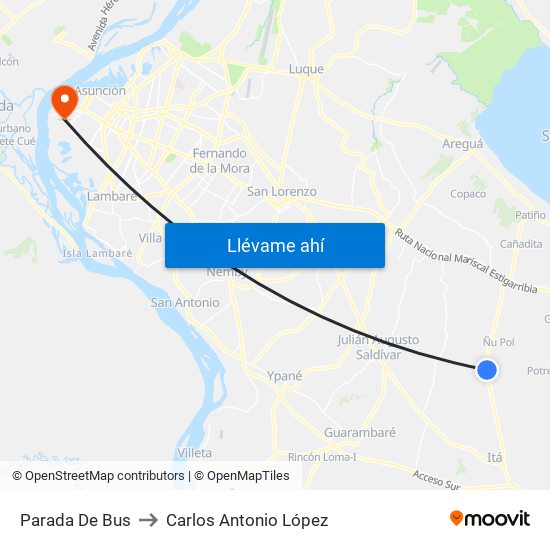 Parada De Bus to Carlos Antonio López map