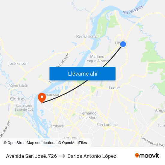 Avenida San José, 726 to Carlos Antonio López map