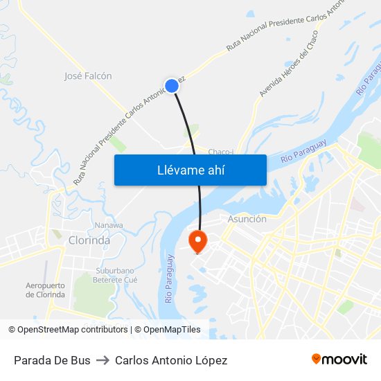 Parada De Bus to Carlos Antonio López map