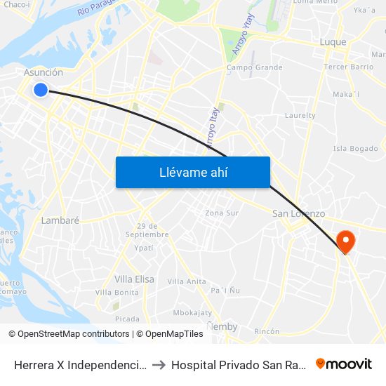 Herrera X Independencia Nacional to Hospital Privado San Ramon S. R. L. map