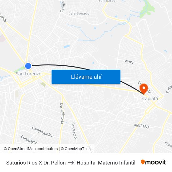 Saturios Ríos X Dr. Pellón to Hospital Materno Infantil map