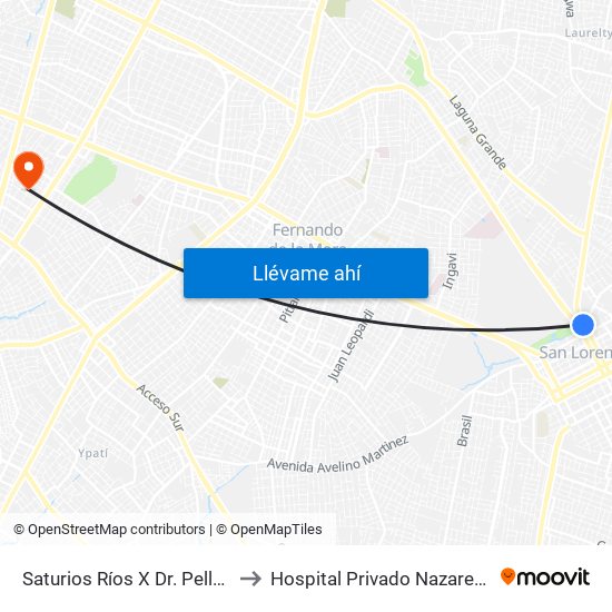 Saturios Ríos X Dr. Pellón to Hospital Privado Nazareno map