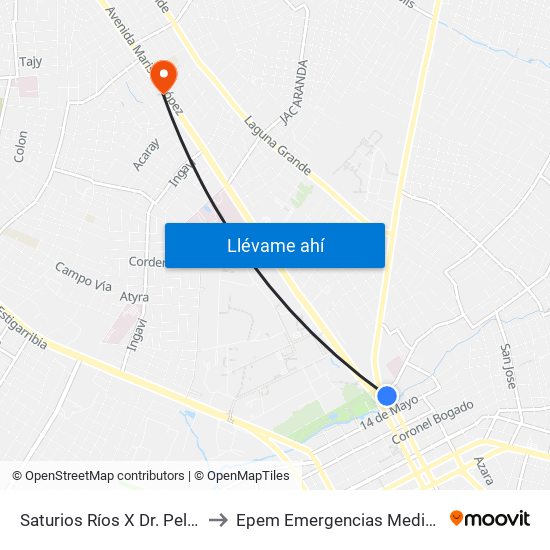 Saturios Ríos X Dr. Pellón to Epem Emergencias Medicas map