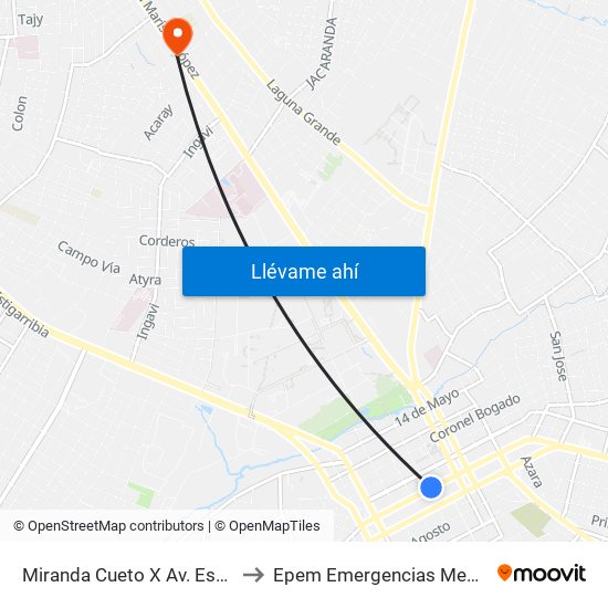 Miranda Cueto X Av. España to Epem Emergencias Medicas map