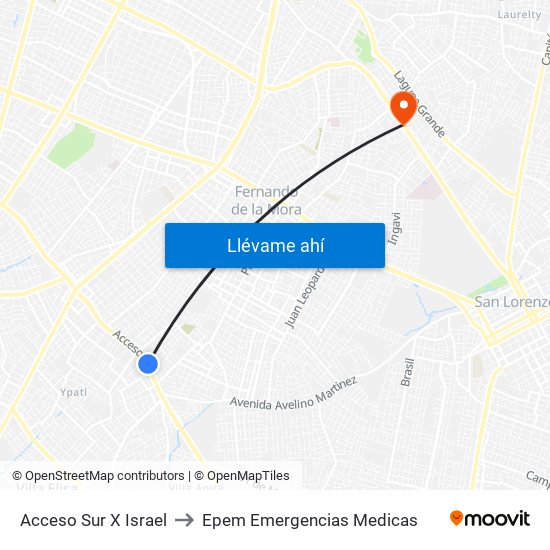 Acceso Sur X Israel to Epem Emergencias Medicas map