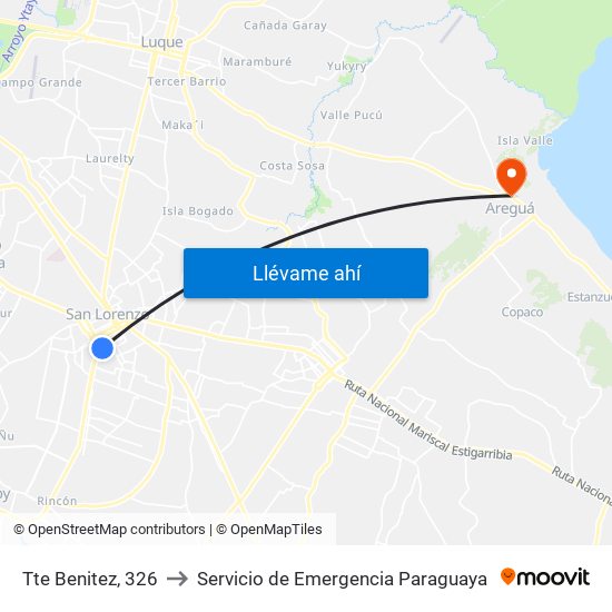 Tte Benitez, 326 to Servicio de Emergencia Paraguaya map