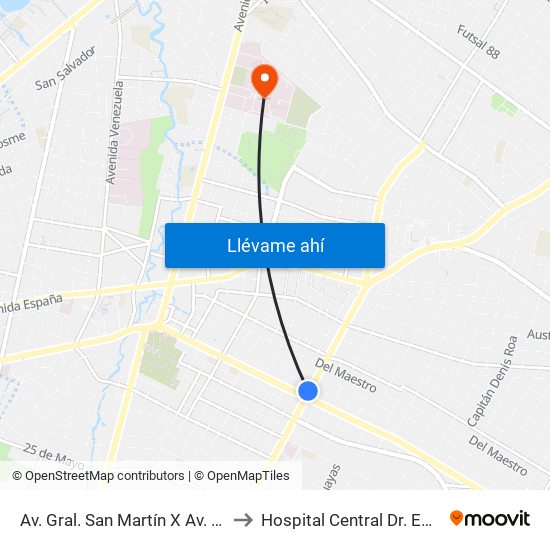 Av. Gral. San Martín X Av. Mcal. López to Hospital Central Dr. Emilio Cubas map
