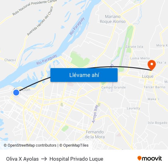 Oliva X Ayolas to Hospital Privado Luque map