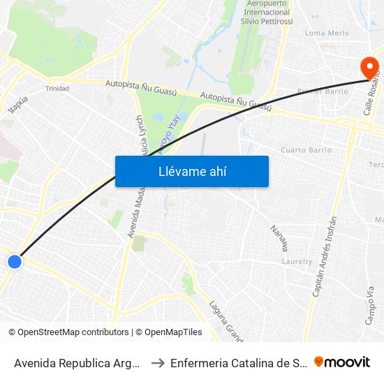 Avenida Republica Argentina, 201 to Enfermeria Catalina de San Agustin map