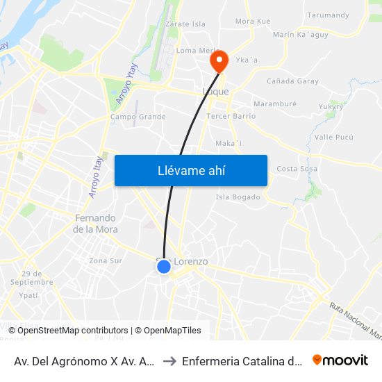 Av. Del Agrónomo X Av. Avelino Martínez to Enfermeria Catalina de San Agustin map