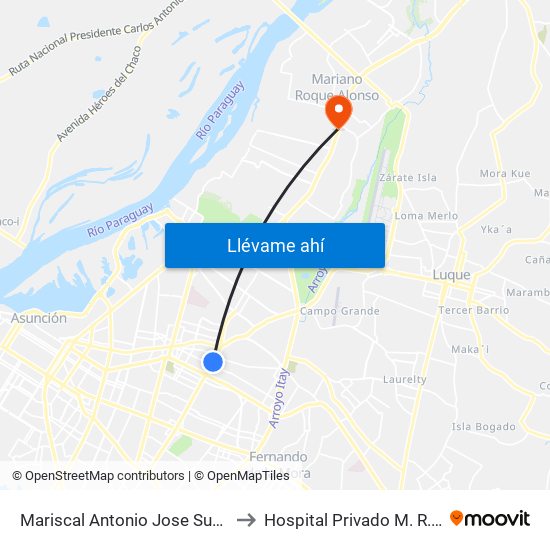 Mariscal Antonio Jose Sucre, 1411 to Hospital Privado M. R. Alonso map