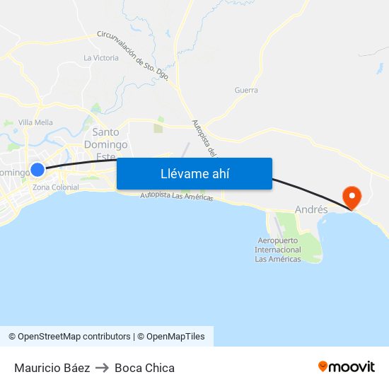 Mauricio Báez to Boca Chica map