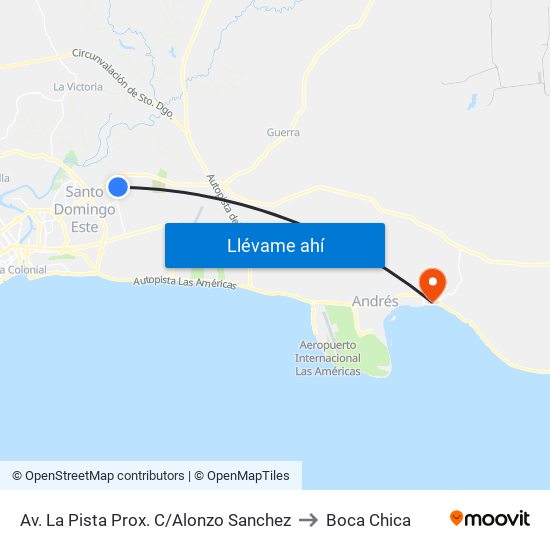 Av. La Pista Prox. C/Alonzo Sanchez to Boca Chica map
