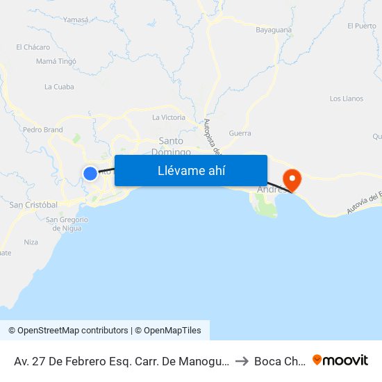 Av. 27 De Febrero Esq. Carr. De Manoguayabo to Boca Chica map