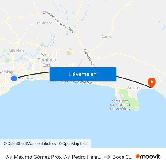Av. Máximo Gómez Prox. Av. Pedro Henriquez Ureña to Boca Chica map