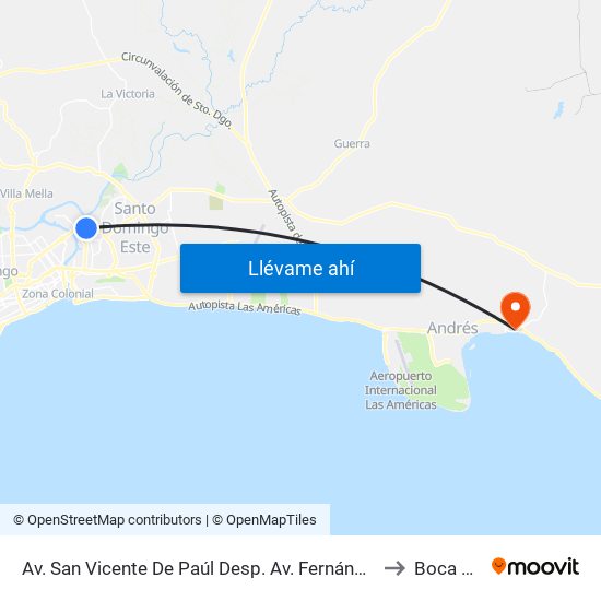 Av. San Vicente De Paúl Desp. Av. Fernández De Navarrete to Boca Chica map