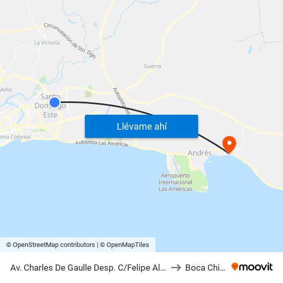 Av. Charles De Gaulle Desp. C/Felipe Alfau to Boca Chica map