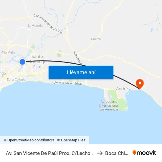 Av. San Vicente De Paúl Prox. C/Lechoza to Boca Chica map