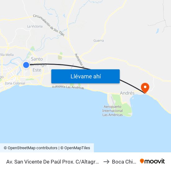 Av. San Vicente De Paúl Prox. C/Altagracia to Boca Chica map