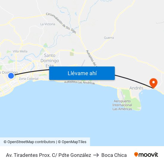 Av. Tiradentes Prox. C/ Pdte González to Boca Chica map
